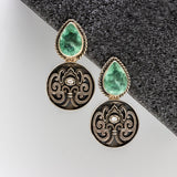 Green Amethyst Oxidised Earings