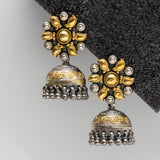 Dual Tone Leaf Textured Jhumkis