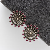 Ruby Studded Intricate Jali Studs