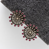 Ruby Studded Intricate Jali Studs