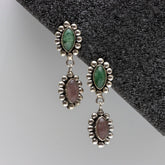 Stone Studded Leaf Drop Earrings