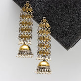 Dual Tone Flower Motif Jali Jhumkas