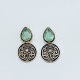 Green Amethyst Oxidised Earings