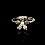 Opulent Floral Halo Silver Ring