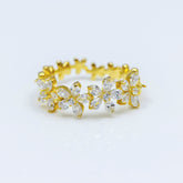 Golden Serenity Silver Ring