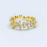Golden Serenity Silver Ring
