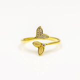 Golden Leaf Adornments Silver Ring