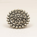 Mandala Jali Oxidised Ring