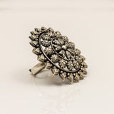 Mandala Jali Oxidised Ring
