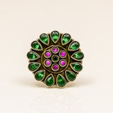 Jadau Multi Coloured Silver Ring