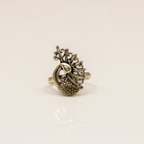 Classic Peacock Oxidised Silver Ring