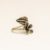 Intricate Blossom Oxidised Ring