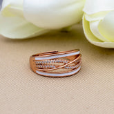 Chase Of The Waves Rose Gold Plated Silver Ring