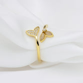 Golden Leaf Adornments Silver Ring