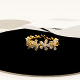 Golden Serenity Silver Ring