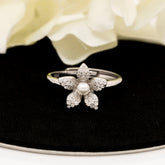 Opulent Floral Halo Silver Ring