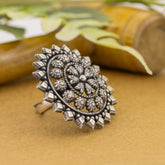 Mandala Jali Oxidised Ring