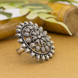 Mandala Jali Oxidised Ring
