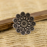 Intricate Sun Motif Carved Ring
