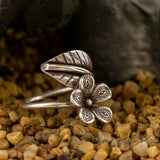 Intricate Blossom Oxidised Ring