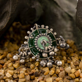 Intricate Gungroo Drop Oxidised Silver Ring