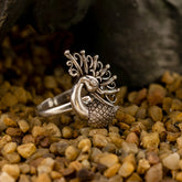 Classic Peacock Oxidised Silver Ring