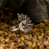 Classic Peacock Oxidised Silver Ring