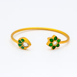 Leaf And Flower Gold Plated Silver Bracelet