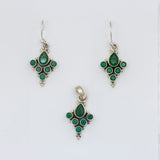 Jadau Panna Pendant set