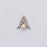 Elegance in Silver: Pearl and Diamond Pendant Set