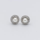 Elegance in Silver: Pearl Pendant and Earring Set