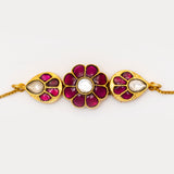 Red Kundan Jadau Gold Plated Bracelet