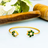 Leaf And Flower Gold Plated Silver Bracelet