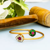 925 Silver Gold Plated Kundan Bracelet