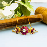 Red Kundan Jadau Gold Plated Bracelet