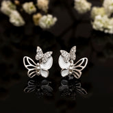 Radiant Zirconia Butterflies Silver Earrings