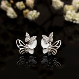 Radiant Zirconia Butterflies Silver Earrings