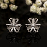 Diamond Flora Silver Earrings