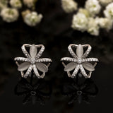 Diamond Flora Silver Earrings