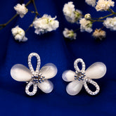 Elegant White Flower Silver Earrings