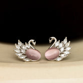 Pink Swan Zirconia Adornments Silver earings