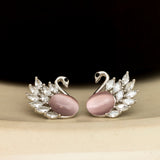 Pink Swan Zirconia Adornments Silver earings