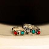 Dual Color Adjustable Oxidised Toe-Ring