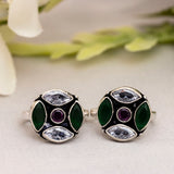 Four Leaf Multi Coloured Kundan Toe-Ring