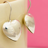 Mirror Heart Drop Silver Earrings