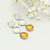 Citrine, Green Amethyst Aurora Bliss Silver Earring