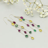 Multi Precious Crystal Danglers