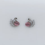 Pink Swan Zirconia Adornments Silver earings