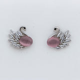 Pink Swan Zirconia Adornments Silver earings