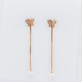 Pearl-Embellished Rose Gold Wings Detachable Earrings